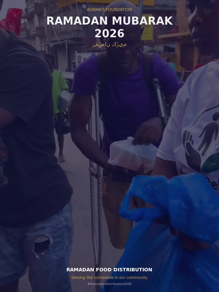 Ramadan 2026 campaign poster showing a food distribution in progress